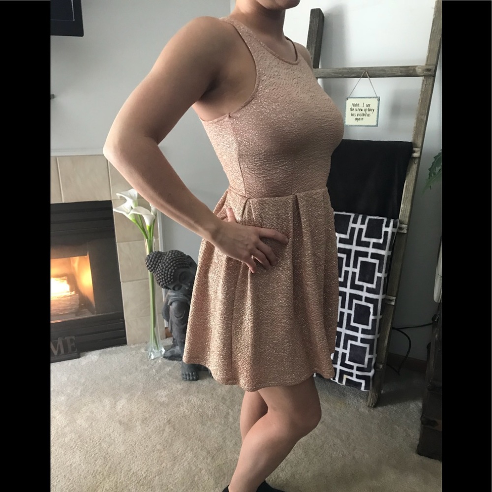 Gold, mini, sequined dress EUC.